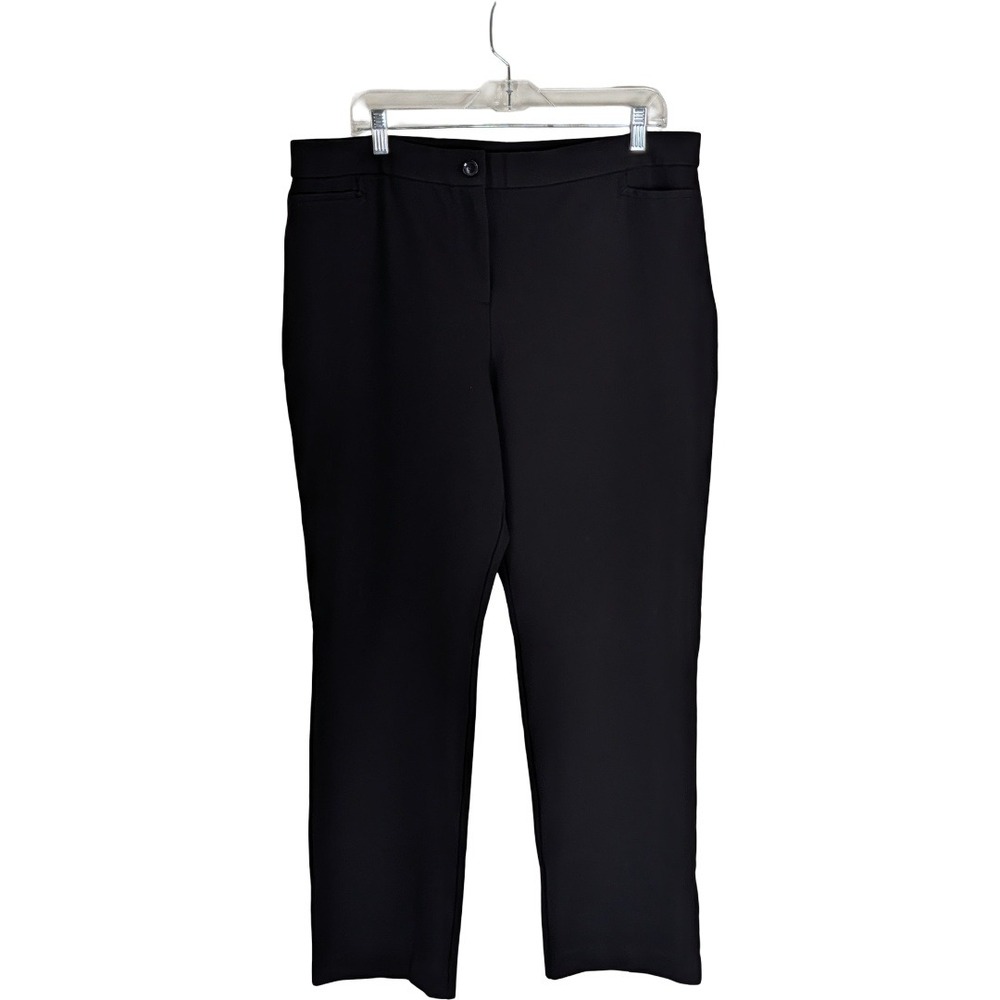 Susan Graver Smart Ponte Slim Leg Trouser Women XL Black Stretch Workwear